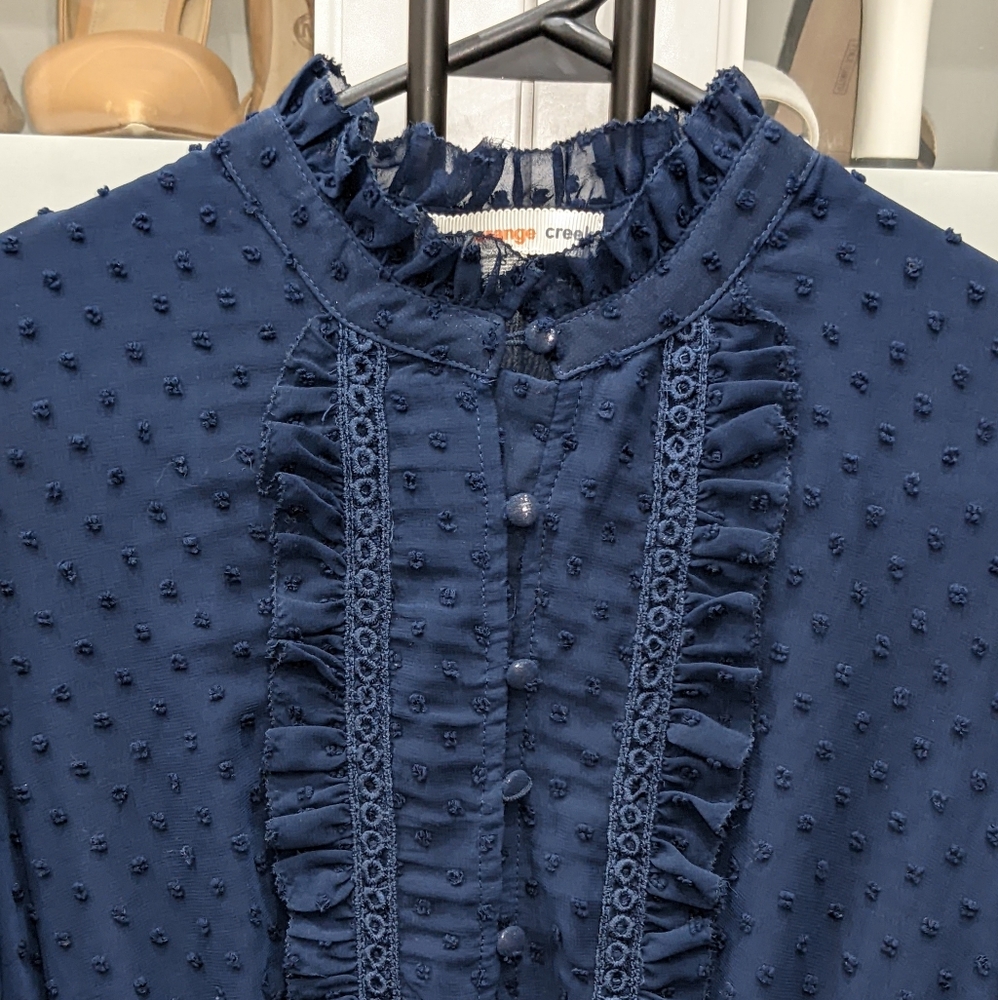 Navy swiss dot dress